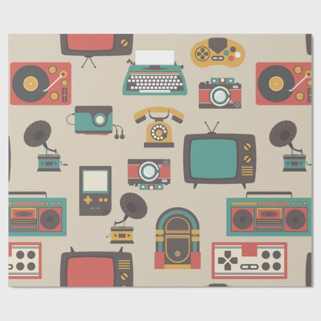  vintage retro nostalgia jukebox phonograph wrapping paper (Flat)