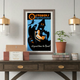 Vintage Retro October's A good time to read Poster