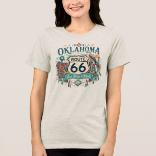 Vintage Retro Oklahoma Mother Road Scissortail Tri-Blend Shirt