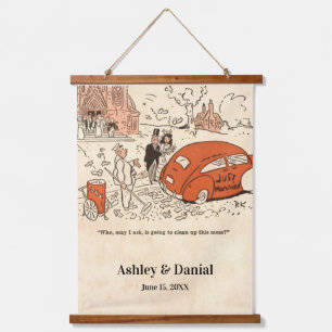 Vintage Retro Old Bride And Groom Funny Wedding Hanging Tapestry