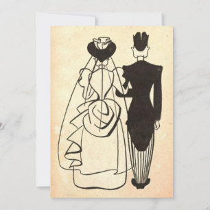 Vintage Retro Old Bride And Groom Stylish Wedding Invitation
