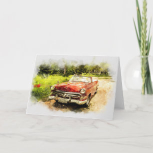 Vintage Retro Old Classic Car Automobile Greeting Card