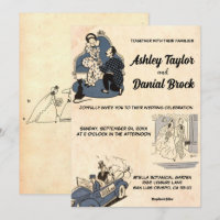 Vintage Retro Old Classic Comic Book Style Wedding