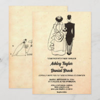 Vintage Retro Old Couple 50s Comic Rustic Wedding