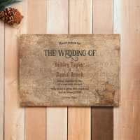 Vintage Retro Old Map Chic Rustic Classic Wedding