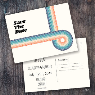 Vintage Retro Old Style 70s Save The Date Card