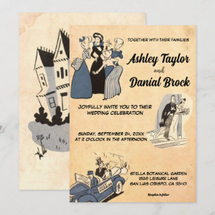 Vintage Retro Old Stylish Modern Rustic Wedding Invitation