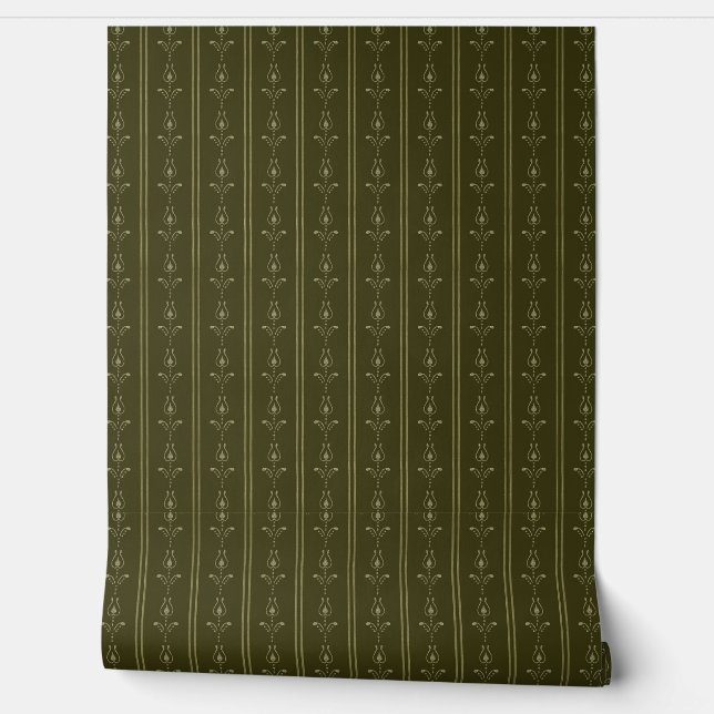 VINTAGE RETRO OLVIE GREEN Wallpaper (Unrolling)