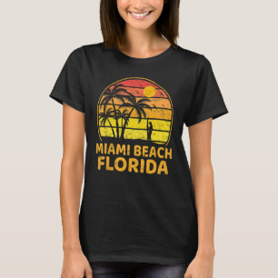 Vintage Retro Palm Tree Sunset Surfing Florida Mia T-Shirt