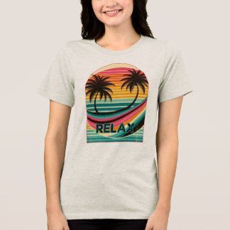 Vintage Retro Palm Tree Vibes Tri-Blend Shirt
