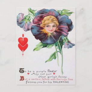 Vintage Retro Pansy Valentine Card