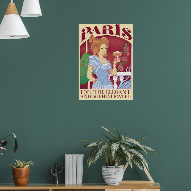 Vintage Retro Paris France Travel Poster Print  (Living Room 1)