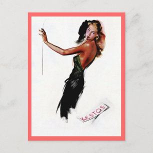 Vintage retro Paris nightgown fashion drawing ad Postcard