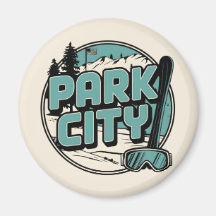 Vintage Retro Park City Utah Mountain gifts Magnet