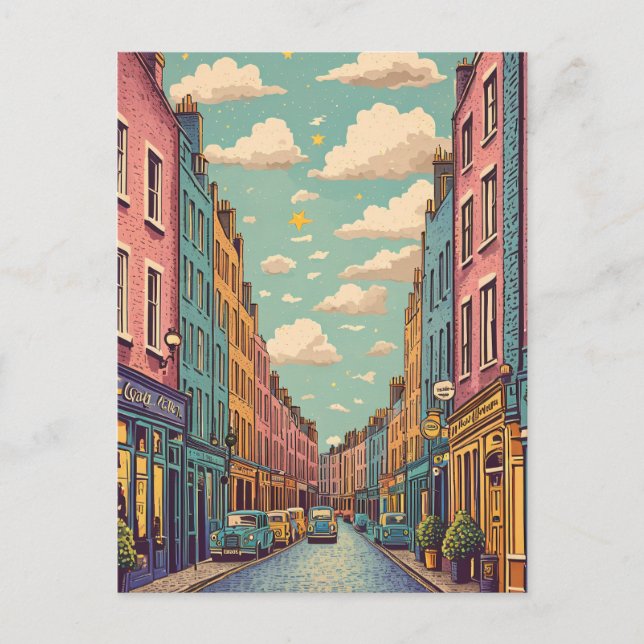 vintage retro pastel Dublin Ireland Postcard (Front)