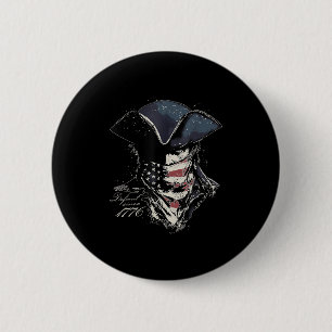 Vintage Retro Patriot Defiant Since 1776 Us Flag 4 2 Inch Round Button