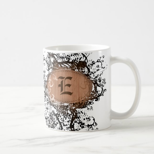 Vintage Retro Pattern Monogram E Coffee Mug (Right)