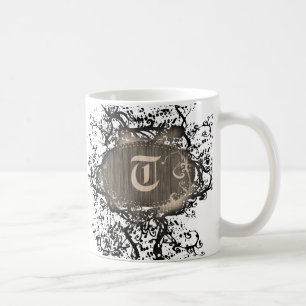 Vintage Retro Pattern Monogram T Coffee Mug