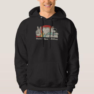 Vintage Retro Peace Love Deliver Post Box Cute Pos Hoodie