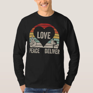 Vintage Retro Peace Love Deliver Post Box Cute Pos T-Shirt