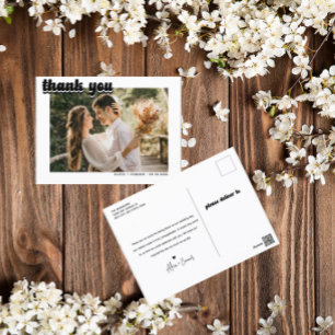 Vintage Retro Photo   Wedding Thank You  Postcard