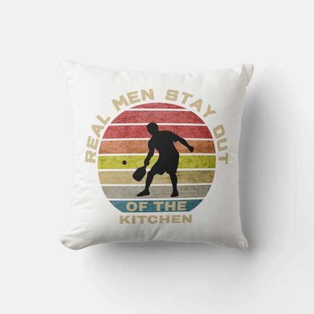 Vintage Retro Pickleball Funny Throw Pillow (Front)