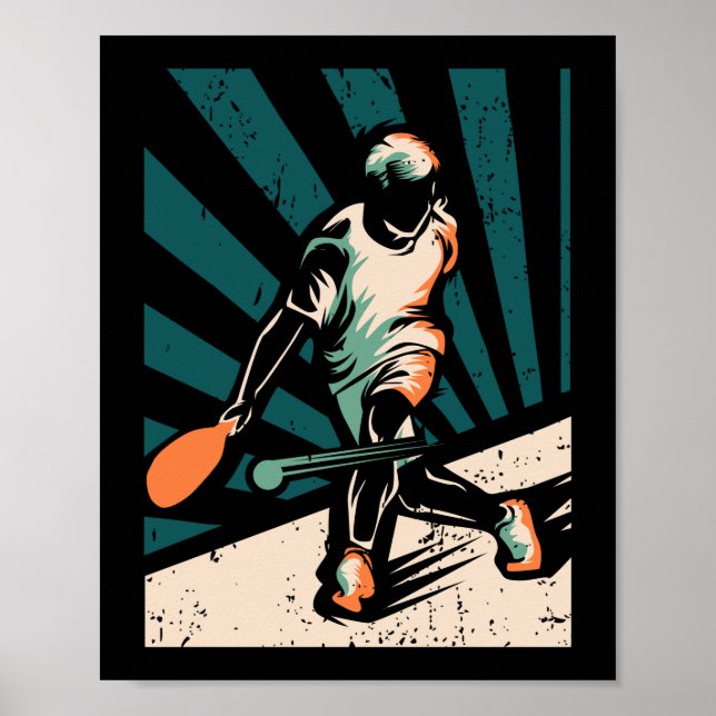 Vintage Retro Pickleball Player Poster (Front)