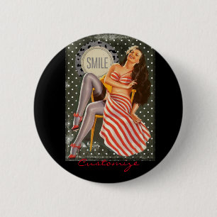 Vintage Retro Pin-up Illustration Thunder_Cove 2 Inch Round Button