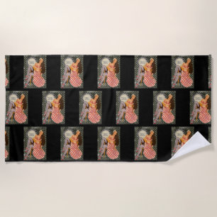 Vintage Retro Pin-up Illustration Thunder_Cove Beach Towel