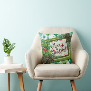 Vintage retro pinecone Christmas decor pillow