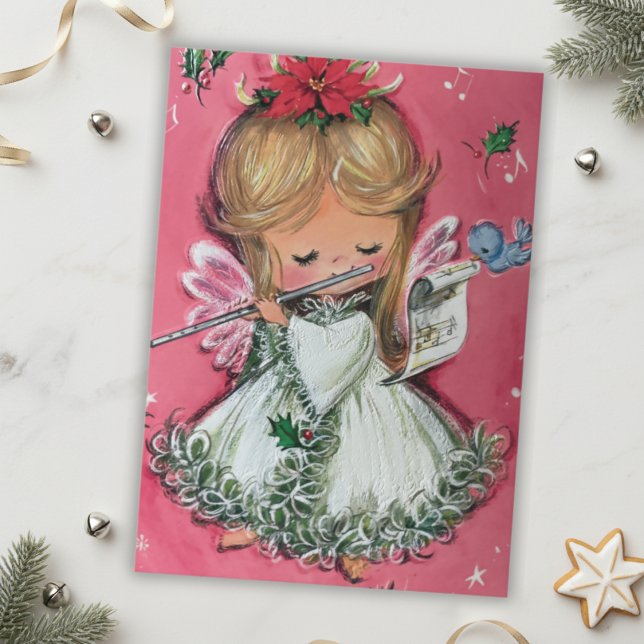 Vintage Retro Pink Christmas Angel Custom Holiday (Vintage Retro Pink Christmas Angel Custom Holiday)