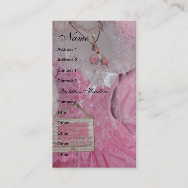 Vintage Retro Pink Dress Business Card (Front)