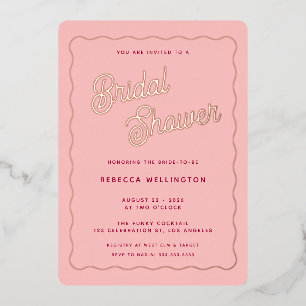 Vintage Retro Pink Fuchsia Wave Bridal Shower