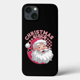 Vintage Retro Pink Santa Christmas iPhone 13 Case