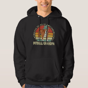Vintage Retro Pitbull Grandpa Matching Family Dog  Hoodie
