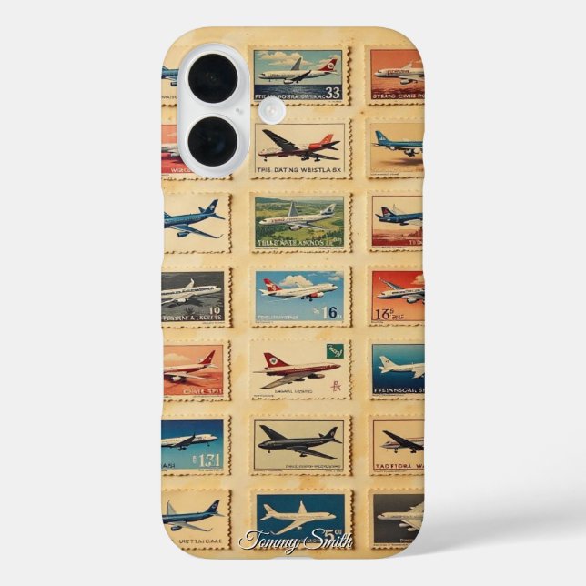 Vintage Retro Plane Stamps  Case-Mate iPhone Case (Back)