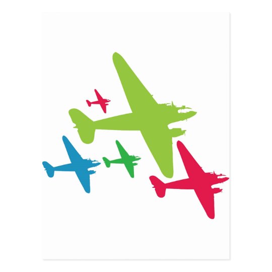Vintage Retro Planes In Formation Postcard
