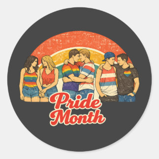 Vintage Retro Pride Month LGBTQ Celebration Classic Round Sticker