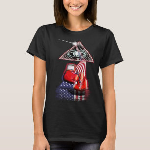 Vintage Retro Prism US Flag Boxing Gloves T-Shirt