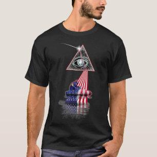 Vintage Retro Prism US Flag Jet Skier T-Shirt