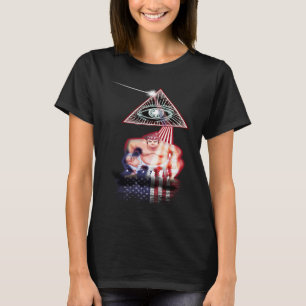 Vintage Retro Prism US Flag Sumo Wrestler T-Shirt