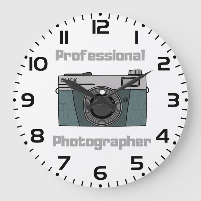 Vintage Retro Professional Photographer Camera Large Clock (Front)