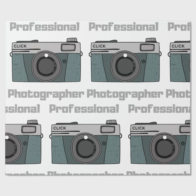 Vintage Retro Professional Photographer Camera Wrapping Paper (Flat)