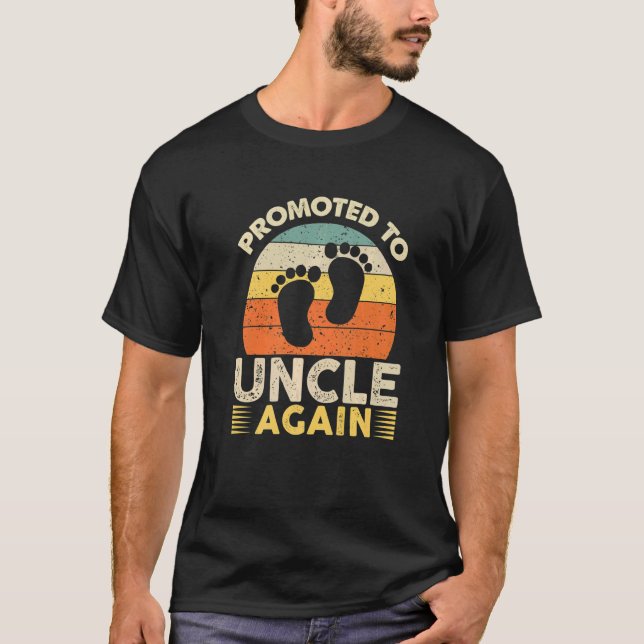 Vintage Retro Promoted To Uncle Again   T-Shirt (Front)
