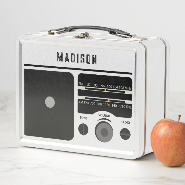 Vintage Retro Radio Personalized Name Metal Lunch Box (In Situ)