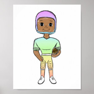 vintage retro rainbow football player colourful  poster