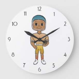 vintage retro rainbow football player ombre   large clock