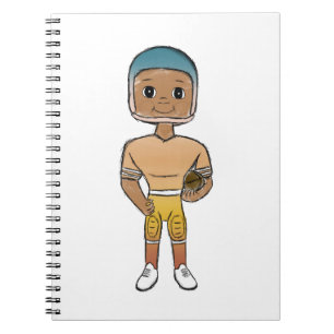 vintage retro rainbow football player ombre notebook