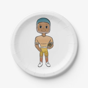 vintage retro rainbow football player ombre  paper plate