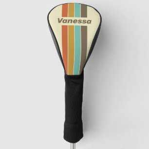 Vintage Retro Rainbow Pin Striped with Name Golf Head Cover